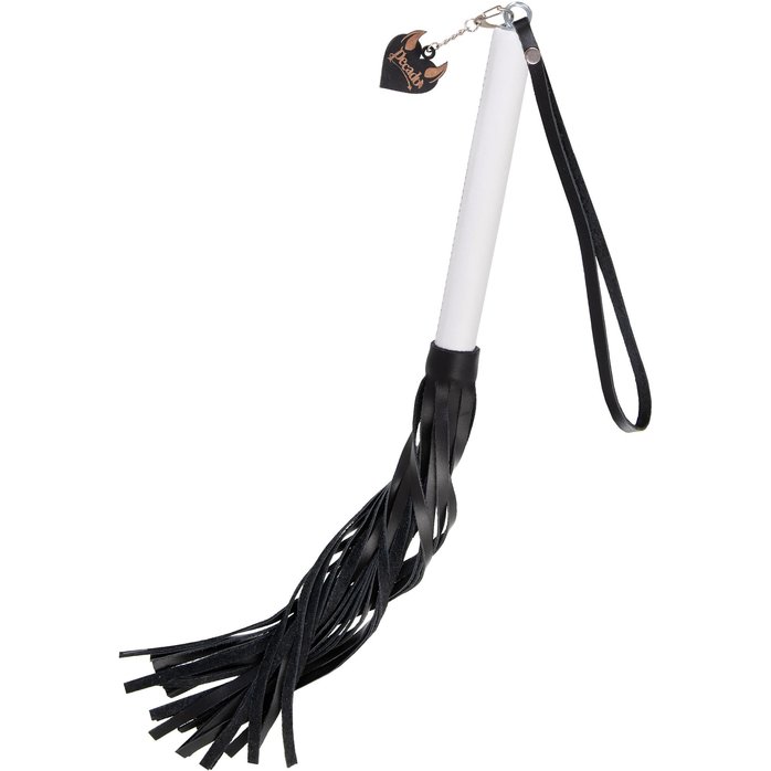 Плеть с белой рукоятью и чёрными хлыстами - 50 см. Фотография 3.