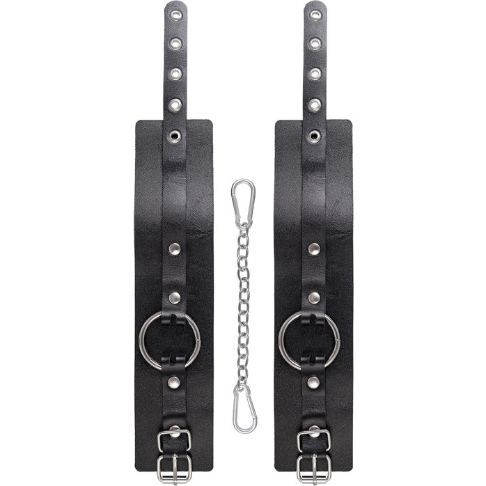 Черные оковы из толстой кожи с люверсами. Фотография 5.