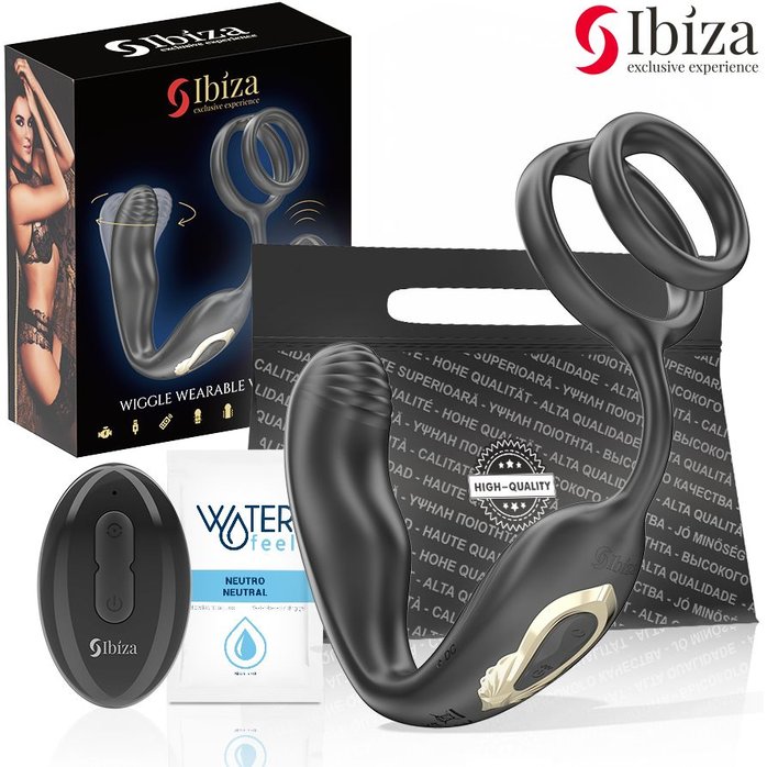 Черная анальная пробка с вращением и эрекционными кольцами. Фотография 2.