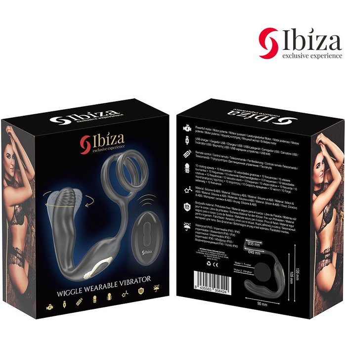 Черная анальная пробка с вращением и эрекционными кольцами. Фотография 3.