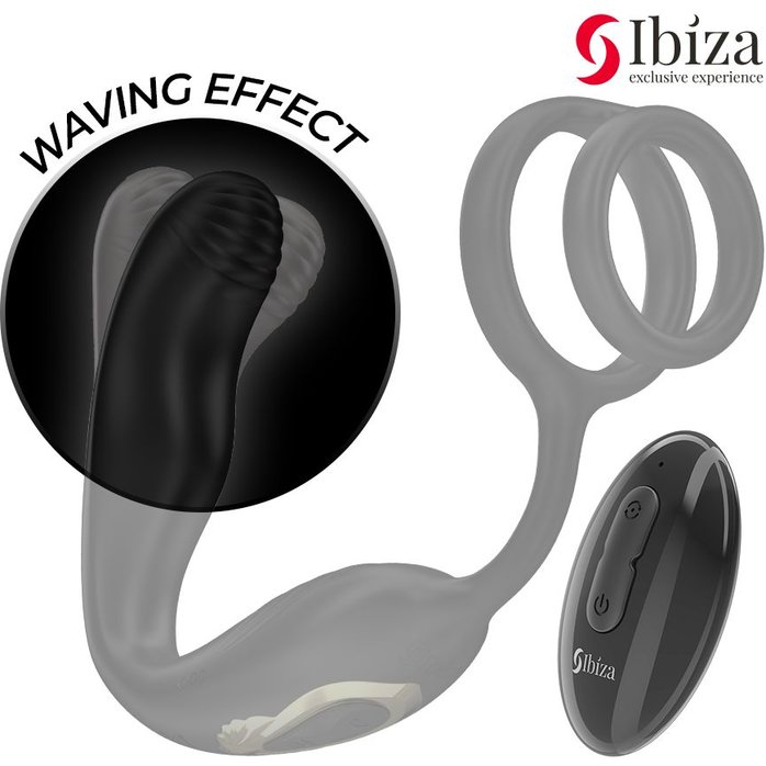 Черная анальная пробка с вращением и эрекционными кольцами. Фотография 4.