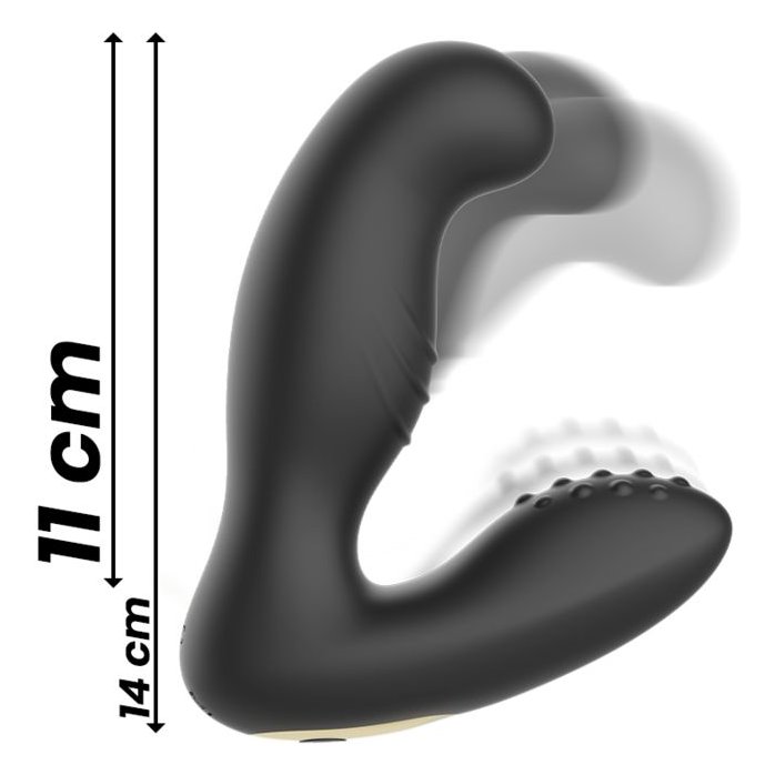 Черный вибромассажер простаты с ротацией и пультом ДУ. Фотография 8.