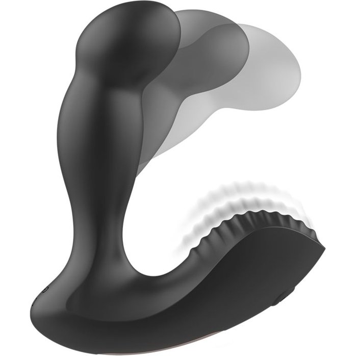 Черный массажер простаты с вибрацией и функцией фингеринга. Фотография 2.