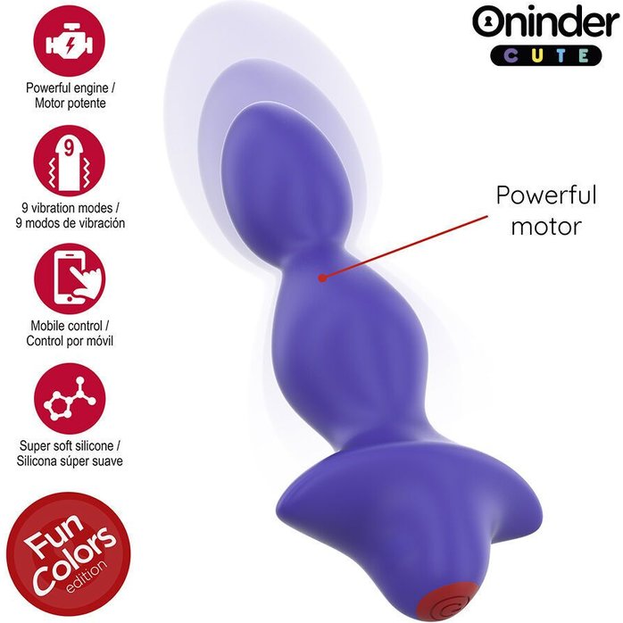 Фиолетовая анальная вибропробка с управлением через приложение - 13,5 см. Фотография 4.