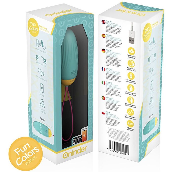 Бирюзовое виброяйцо с ротацией и управлением через приложение. Фотография 2.