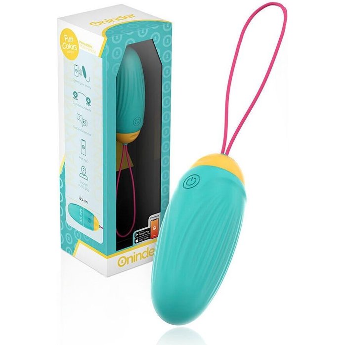 Бирюзовое виброяйцо с ротацией и управлением через приложение