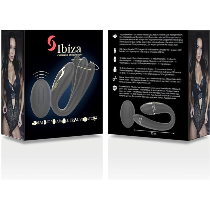 Черный вибратор для пар с ротацией и пультом ДУ. Фотография 7.