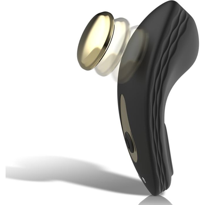 Черный перезаряжаемый вибратор в трусики с пультом ДУ. Фотография 2.