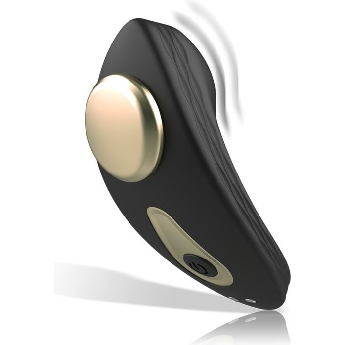 Черный перезаряжаемый вибратор в трусики с пультом ДУ. Фотография 3.