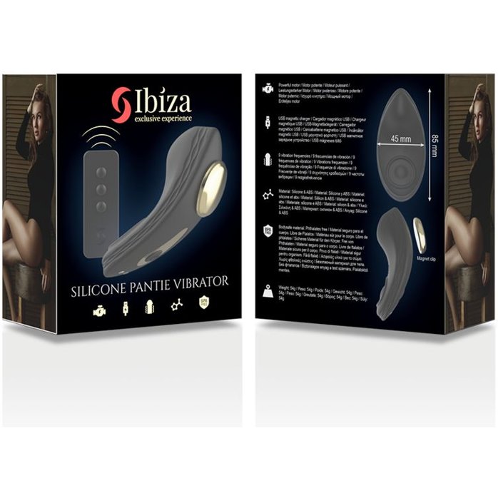 Черный перезаряжаемый вибратор в трусики с пультом ДУ. Фотография 6.