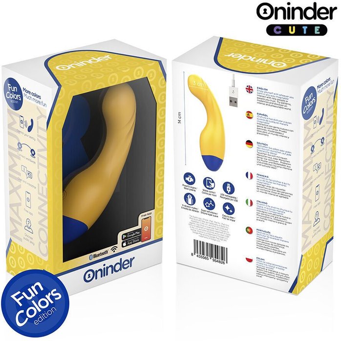 Желтый изогнутый мини-вибратор с управлением через приложение - 14 см. Фотография 2.