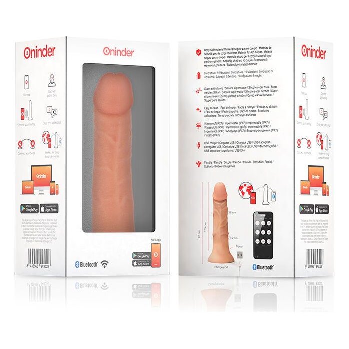 Телесный реалистичный вибратор с управлением через приложение - 20 см. Фотография 5.