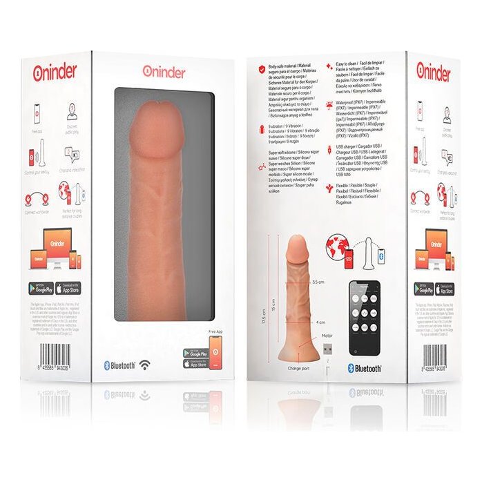 Телесный реалистичный вибратор с управлением через приложение - 17,5 см. Фотография 5.
