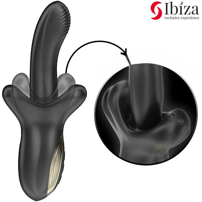 Черный вибратор с эффектом фрикций и посасывания - 23 см. Фотография 2.