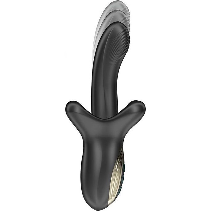 Черный вибратор с эффектом фрикций и посасывания - 23 см