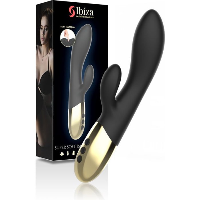 Черный перезаряжаемый вибратор-кролик - 22 см. Фотография 3.