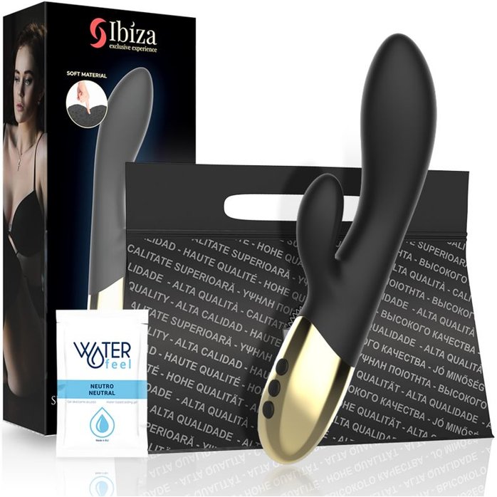 Черный перезаряжаемый вибратор-кролик - 22 см. Фотография 5.