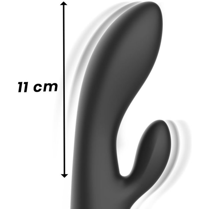 Черный перезаряжаемый вибратор-кролик - 22 см. Фотография 7.