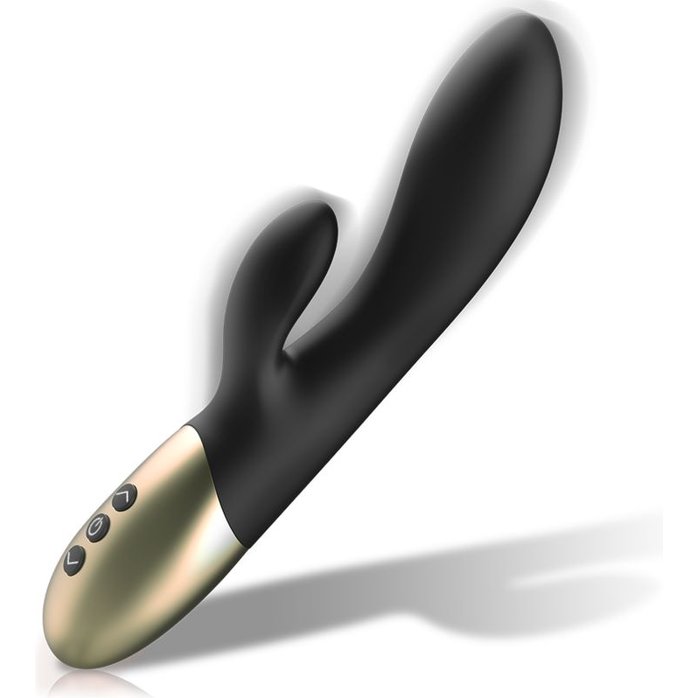 Черный перезаряжаемый вибратор-кролик - 22 см