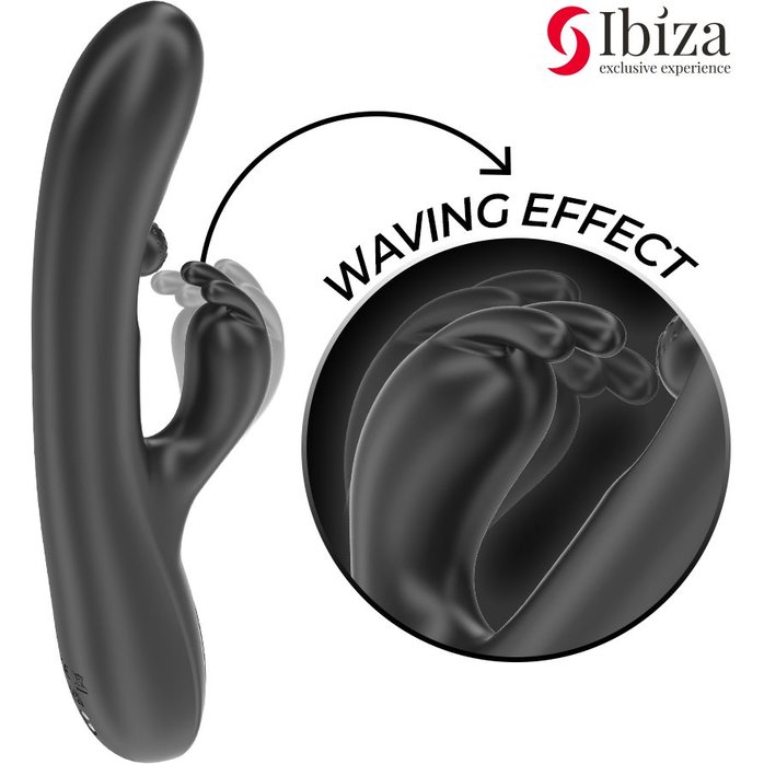 Черный вибратор-кролик с вращающимся шариком - 24,5 см. Фотография 5.