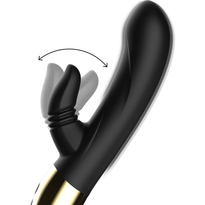 Черный вибратор-кролик с имитацией оральных ласк - 20 см. Фотография 5.