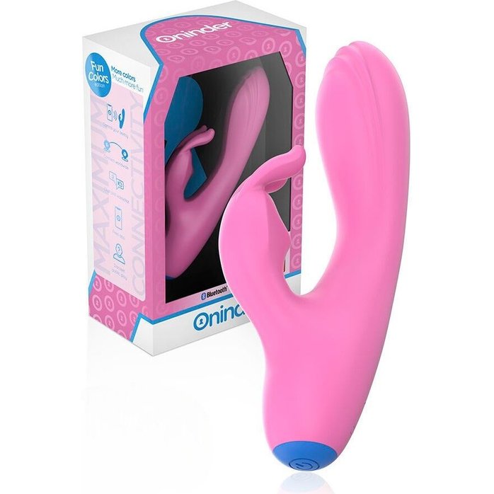 Розовый мини-вибратор типа ’’кролик’’ с управлением через приложение - 14,5 см