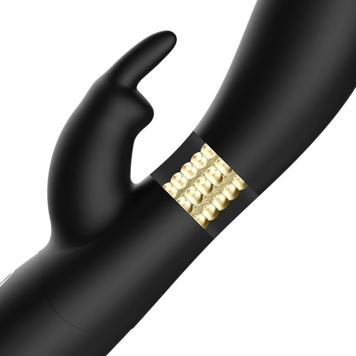 Черный вибратор-кролик с ротацией - 21,5 см. Фотография 4.