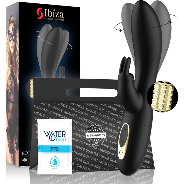 Черный вибратор-кролик с ротацией - 21,5 см. Фотография 7.