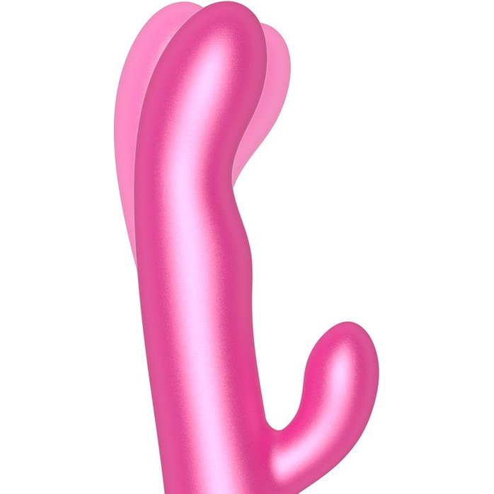 Розовый вибратор-кролик с ротацией - 23 см. Фотография 2.