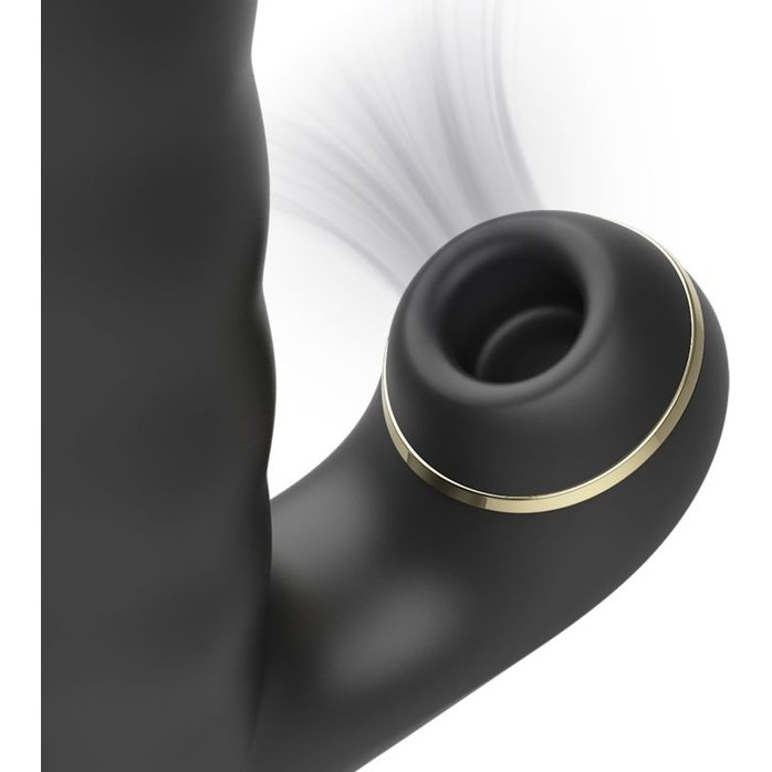 Черный вибратор-кролик с функциями пенетрации и всасывания - 23,5 см. Фотография 3.