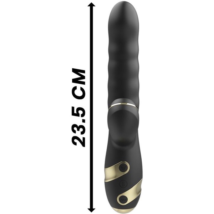 Черный вибратор-кролик с функциями пенетрации и всасывания - 23,5 см. Фотография 7.