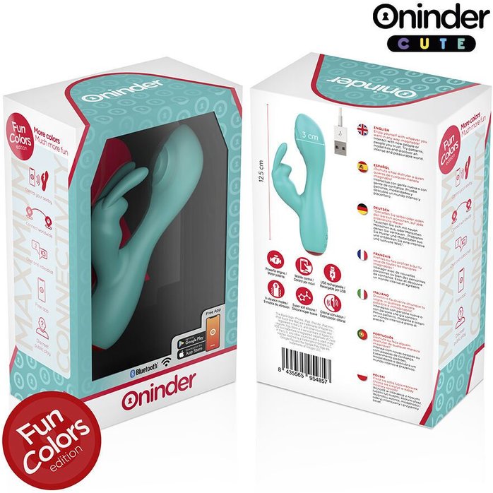 Аквамариновый мини-вибратор типа ’’кролик’’ с режимом постукивания - 12,5 см. Фотография 2.