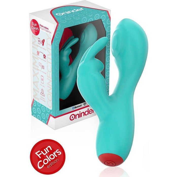 Аквамариновый мини-вибратор типа ’’кролик’’ с режимом постукивания - 12,5 см