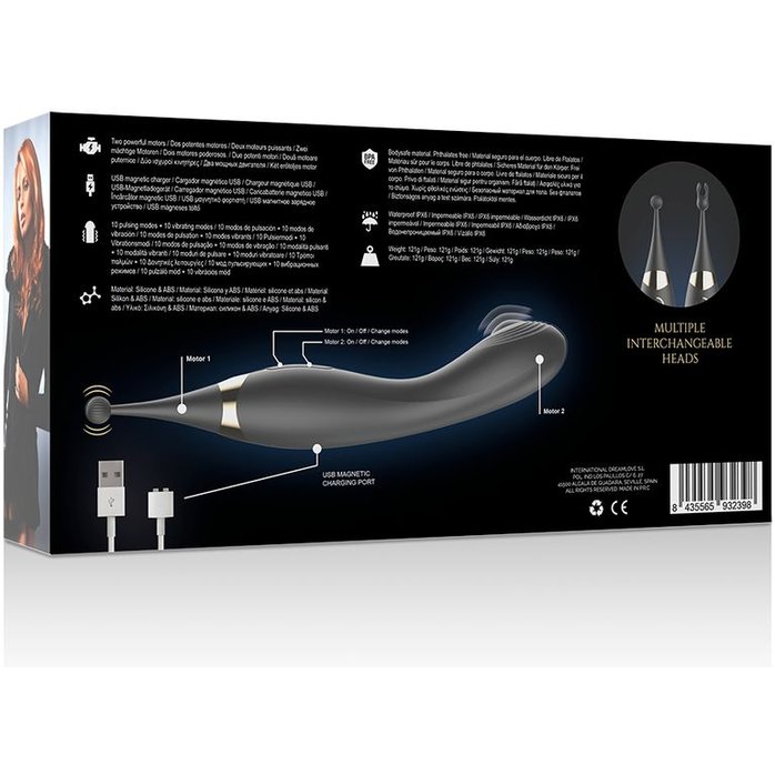 Черный двусторонний вибратор-пульсатор. Фотография 6.