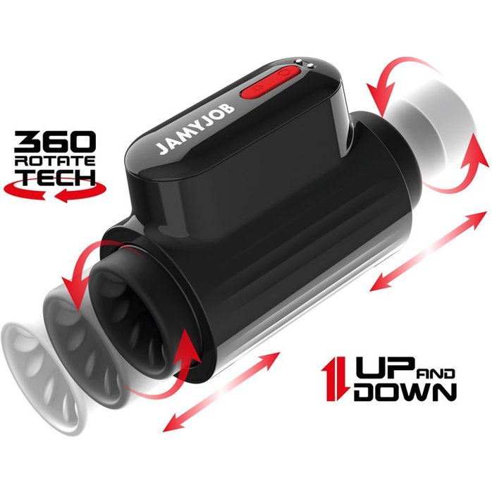 Черный автоматический мастурбатор с режимами поступательных движений и ротации. Фотография 4.