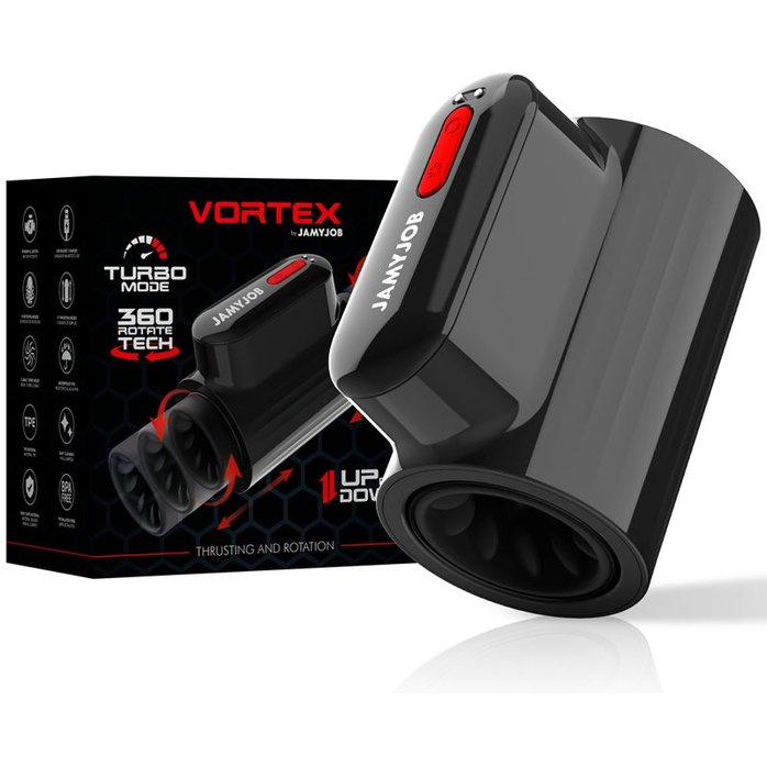 Черный автоматический мастурбатор с режимами поступательных движений и ротации