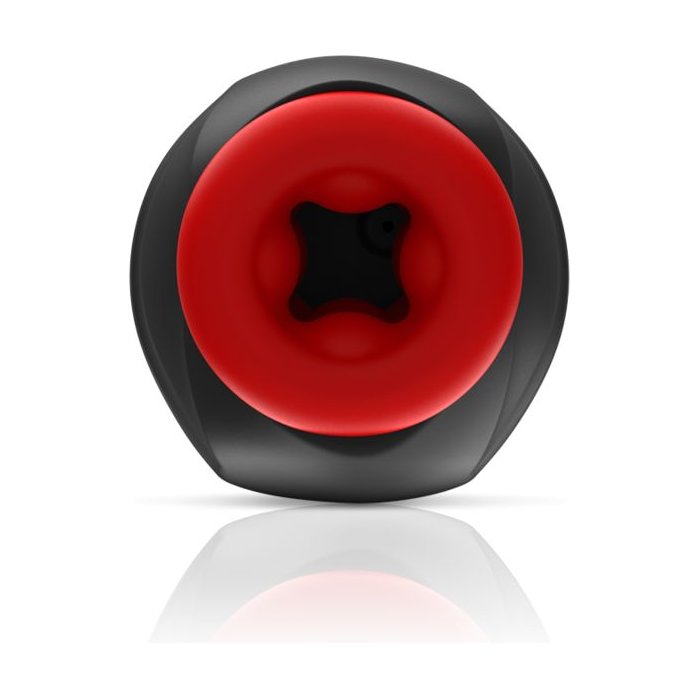 Черно-красный мастурбатор с вибрацией и всасыванием. Фотография 4.