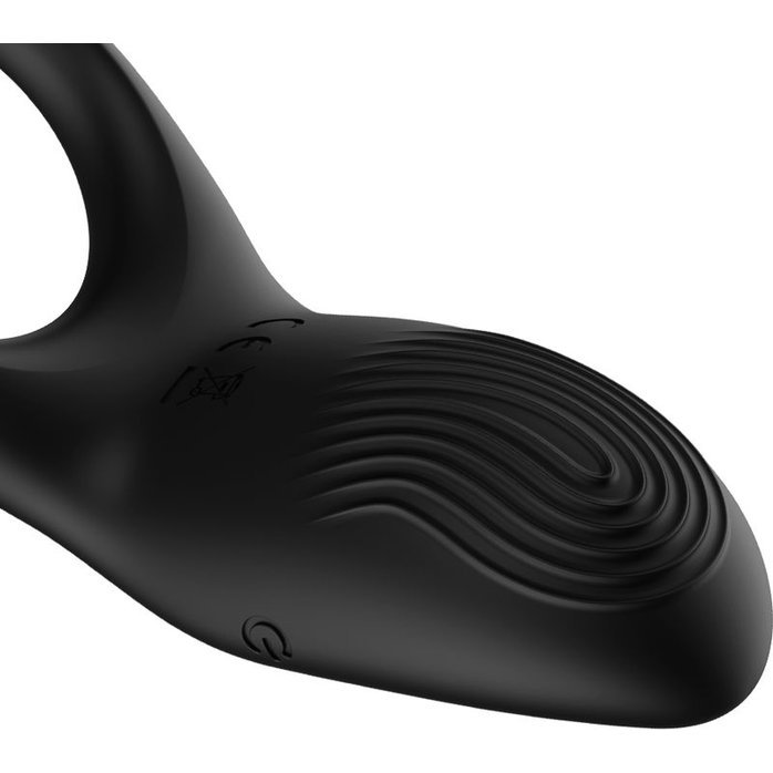 Черное эрекционное виброкольцо с пультом ДУ. Фотография 4.