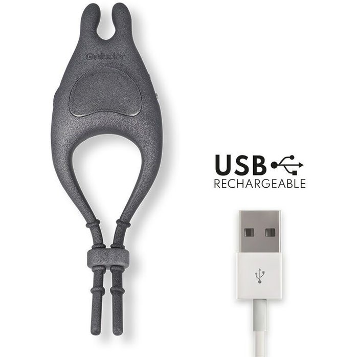 Черное эрекционное виброкольцо с управлением через приложение. Фотография 2.