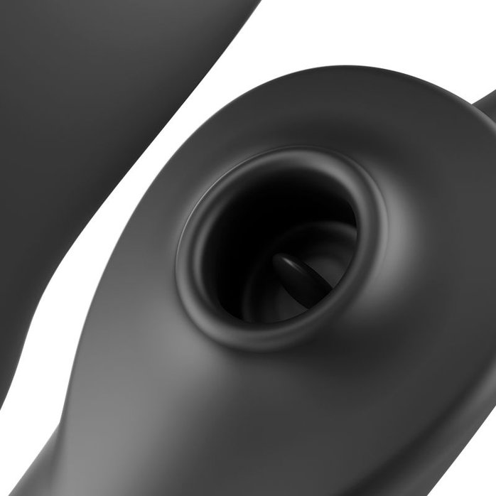 Черный безремневой страпон с 3 моторами. Фотография 4.