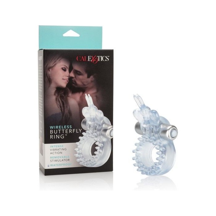 Прозрачное эрекционное кольцо с вибрацией Wireless Butterfly Ring - Couples Enhancers. Фотография 5.