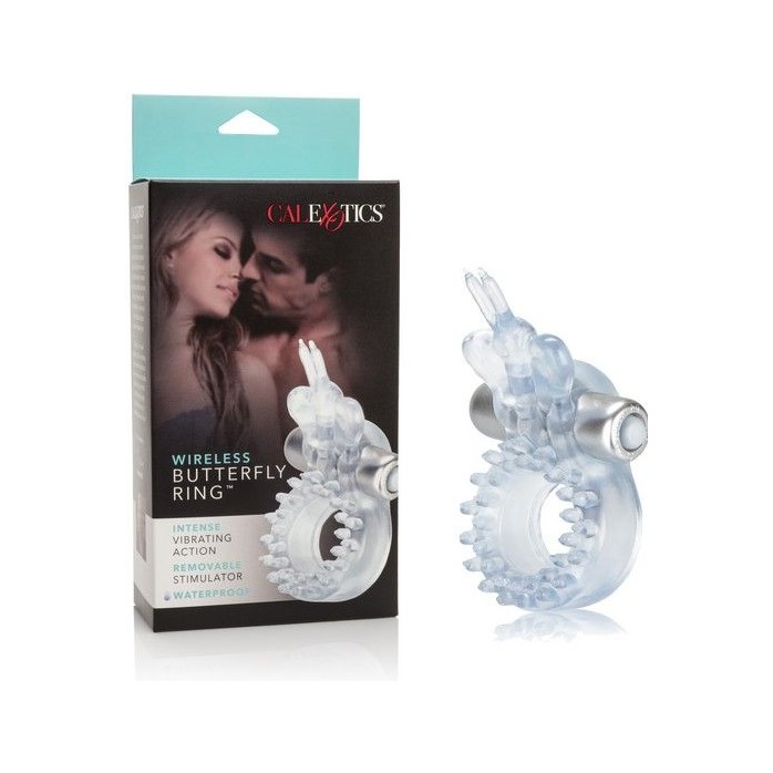 Прозрачное эрекционное кольцо с вибрацией Wireless Butterfly Ring - Couples Enhancers