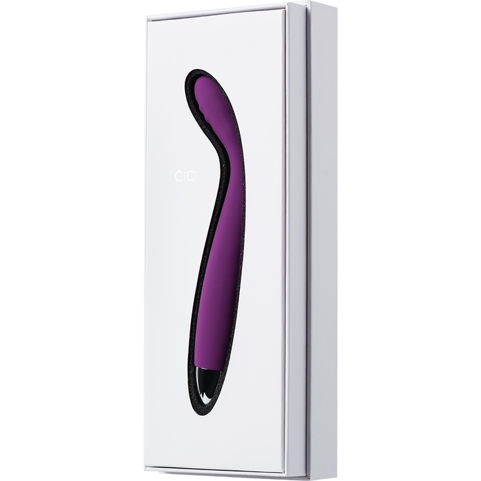 Фиолетовый вибратор Cici с гнущейся головкой - 18,2 см. Фотография 5.