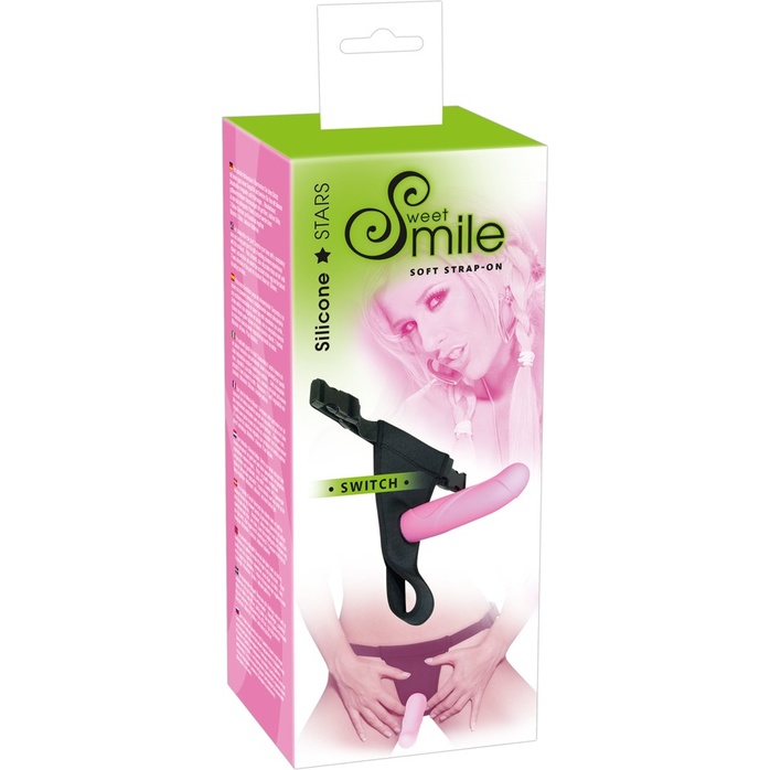 Розовый страпон на трусиках с регулируемыми бретелями Smile - 16 см - Sweet Smile. Фотография 7.