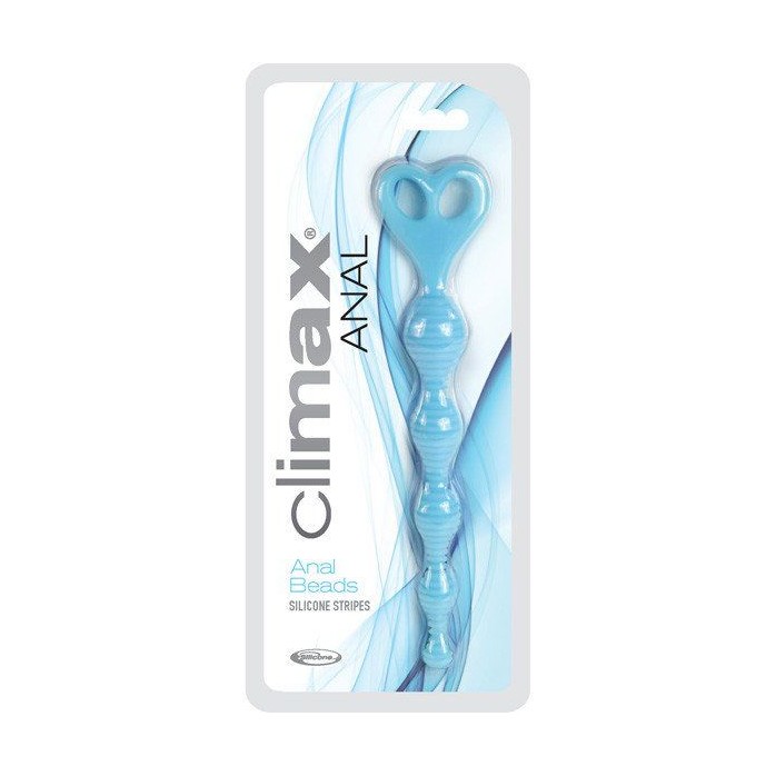 Голубая анальная цепочка с рёбрышками Climax Anal Silicone Stripes - 20,3 см - Climax. Фотография 2.