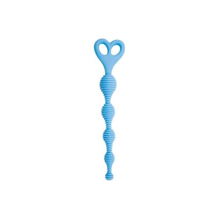 Голубая анальная цепочка с рёбрышками Climax Anal Silicone Stripes - 20,3 см - Climax