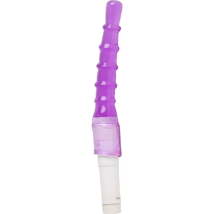 Фиолетовый анальный вибратор с рёбрышками - 23 см
