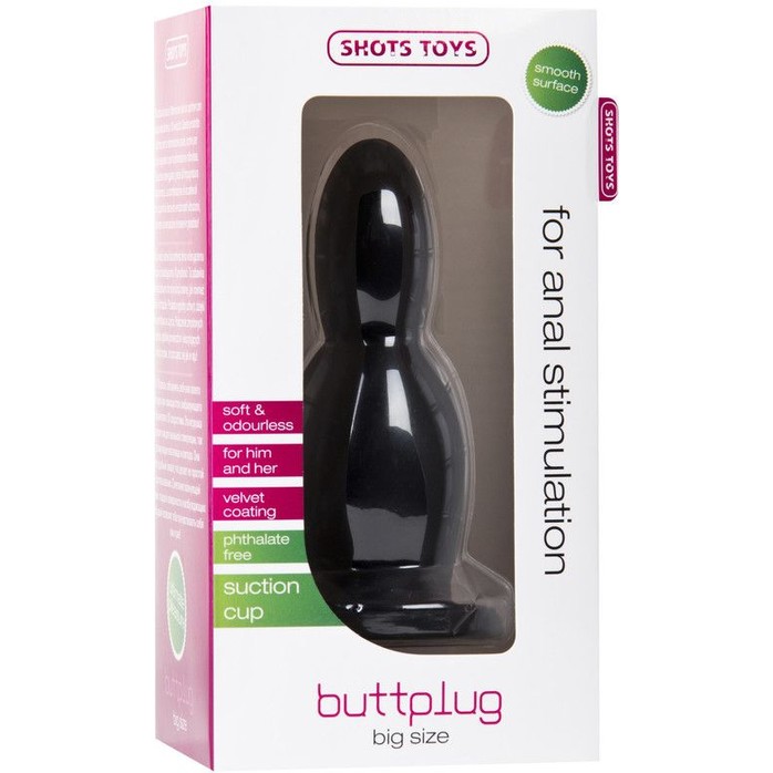 Чёрная анальная пробка Buttplug Big - 13,3 см - Shots Toys. Фотография 2.