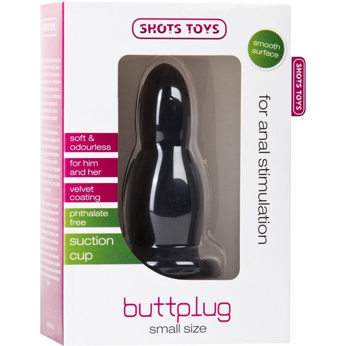 Чёрная анальная пробка Buttplug Small - 9,4 см - Shots Toys. Фотография 2.
