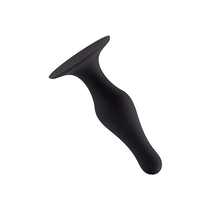 Чёрная фигурная анальная пробка Butt Plug with Suction Cup Large - Shots Toys. Фотография 2.